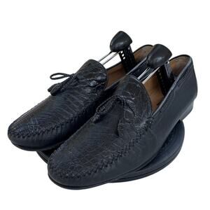 Mens Mezlan 6974-CL Crocodile Leather Tassel Slip-On Loafer Shoes SZ 12 Black